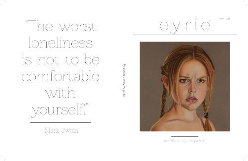 Cover of the 2019 edition of the Eyrie featuring a painting of a scowling girl.