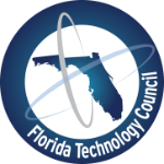 Circular logo featuring the state of florida's shape